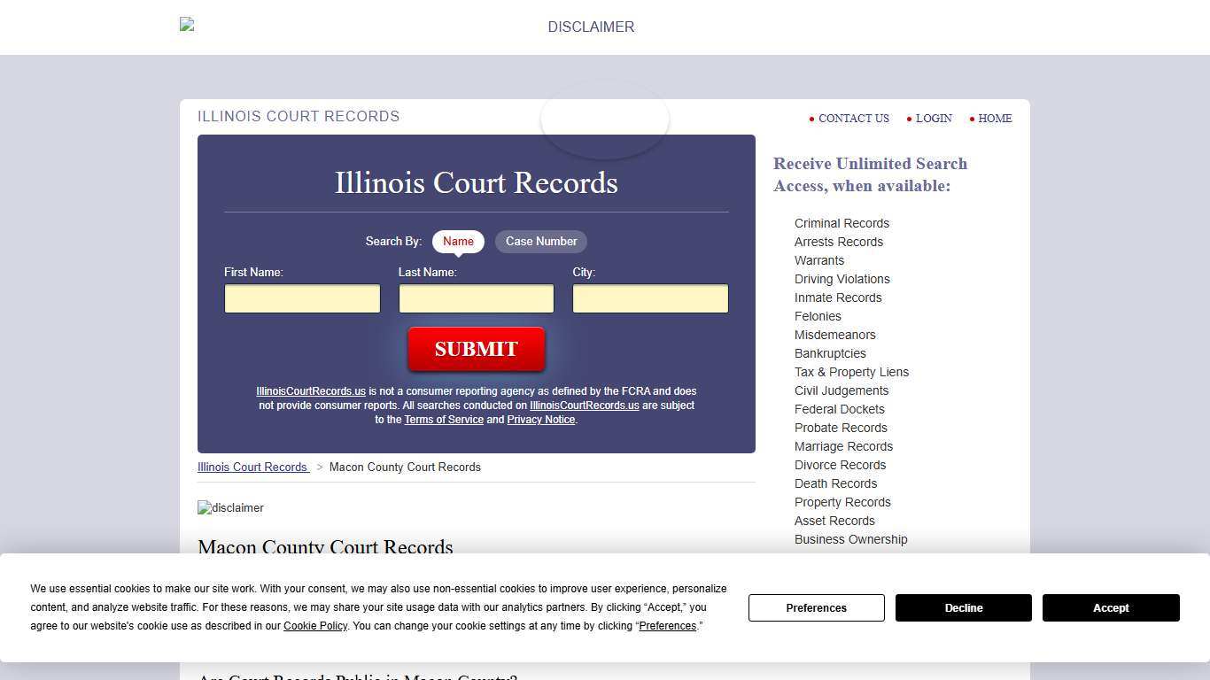 Macon County Court Records IllinoisCourtRecords.us