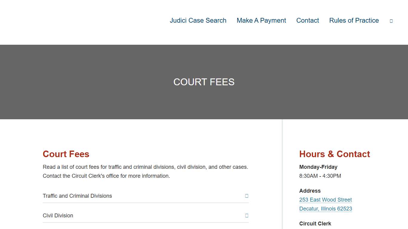 Court Fees Macon County Circuit Clerk Lois Durbin